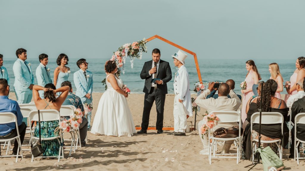Beach wedding ceremony